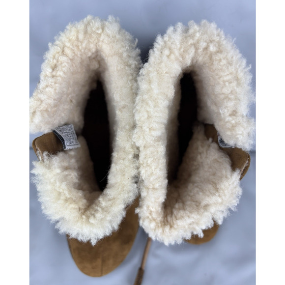 UGG Gaviota Ankle Boots Womens Size 6 EUR 37 Tan Suede Leather Sheepskin Fringe - Picture 12 of 16
